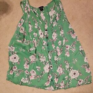Floral Green Sleeveless Top